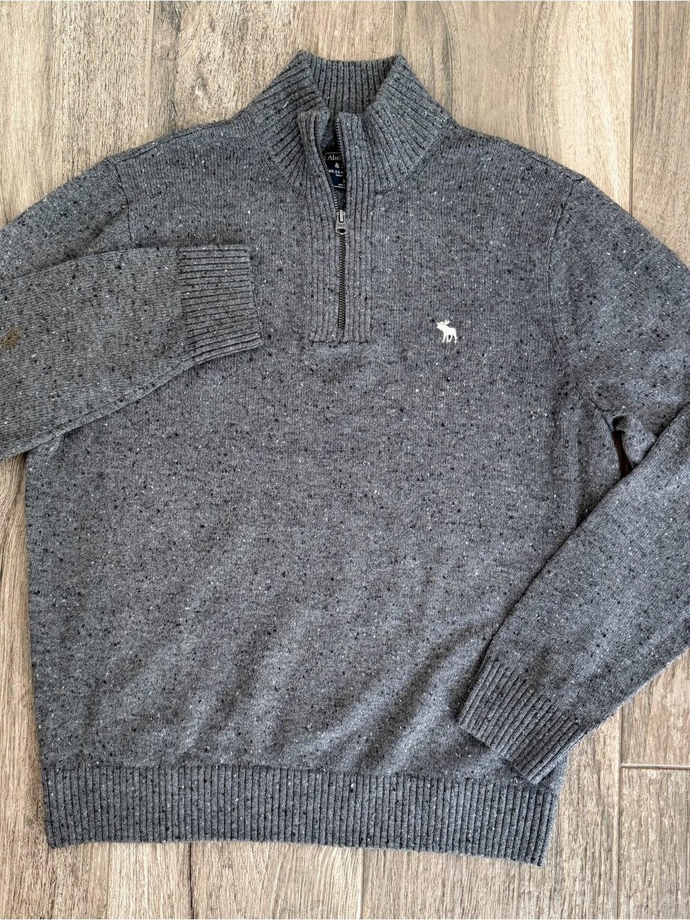 Vintage Abercrombie & Fitch Men's Charcoal Speckled Half-Zip Sweater SZ XL